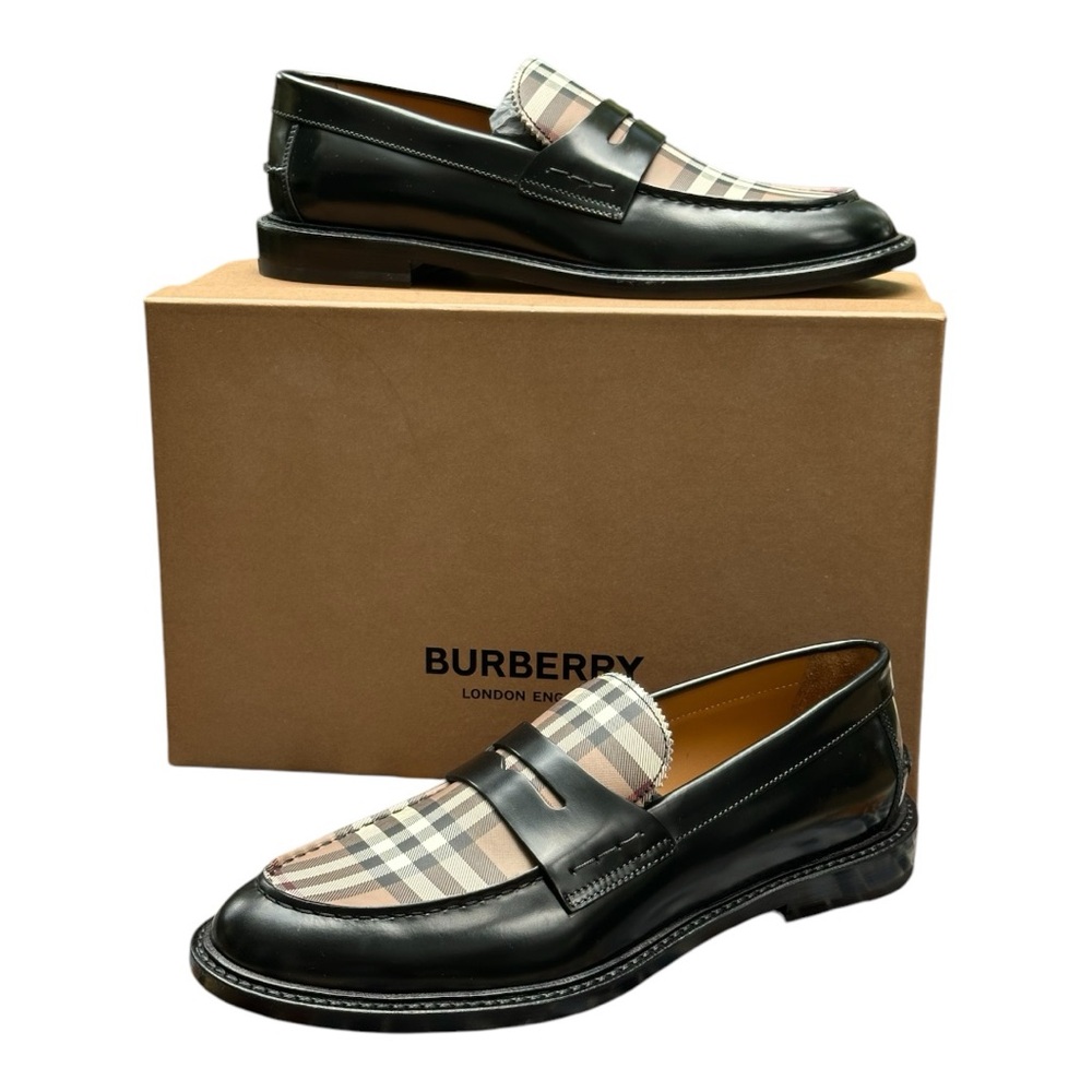 Men's Black and Plaid Loafers - Picture 2 of 3